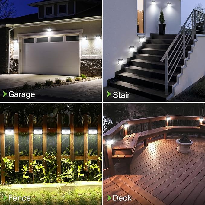 [20 Packs] Solar Motion Lights Outdoor, Ultra Bright Solar Fence Lights with Motion Sensor, IP65 Waterproof Security Light 3 Modes, 270° Lighting Angle, Wall Lights for Deck Patio Fence Garage Door