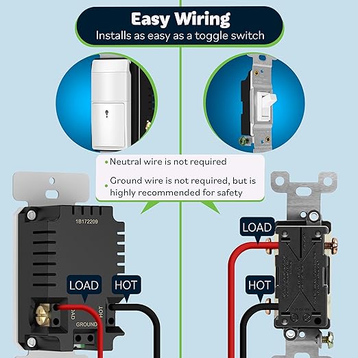 TOPGREENER PIR Motion Sensor Light Switch, Occupancy & Vacancy Motion Sensor Switch, 𝐎𝐩𝐞𝐫𝐚𝐛𝐥𝐞 𝐖𝐢𝐭𝐡𝐨𝐮𝐭 𝐆𝐫𝐨𝐮𝐧𝐝 𝐖𝐢𝐫𝐞, No Neutral Wire, Single Pole, TDOS5-HL-W, White