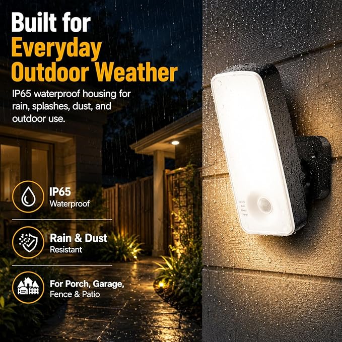TANBABY 12000mAh Wireless Motion Sensor Outdoor Lights, Rechargeable Battery Operated Lights with Remote, 3 Modes, 3CCT Dimmable, Waterproof Outdoor Security Lights for House, Garage, Patio -2PACK