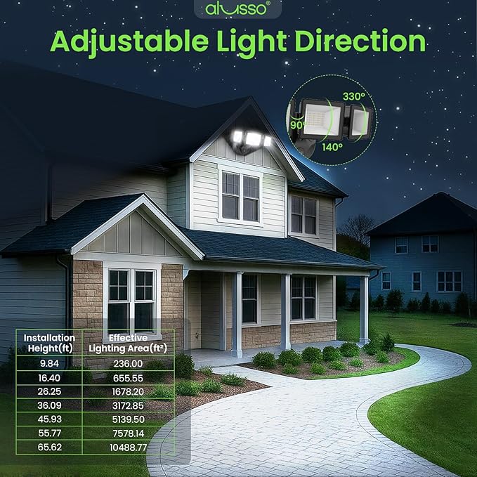 ALUSSO Dusk to Dawn Outdoor Lighting,120V 40W 4000LM Dusk Till Dawn Outdoor Light, 3000K/4000K/6000K 3CCT IP65 3 Heads Security Lights Dusk to Dawn for House Garage Yard Walkway,2 Pack,Black