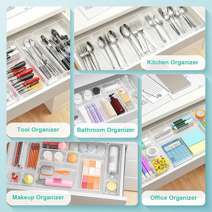 45P Clear drawer organizers