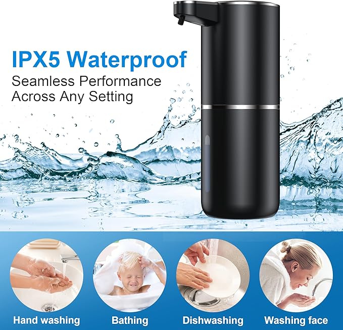 Fantictas Automatic Soap Dispenser Touchless Automatic Liquid Soap Dispenser 4 Adjustable 1200mAh Soap Dispensing Levels Wall Mount for Kitchen and Bathroom