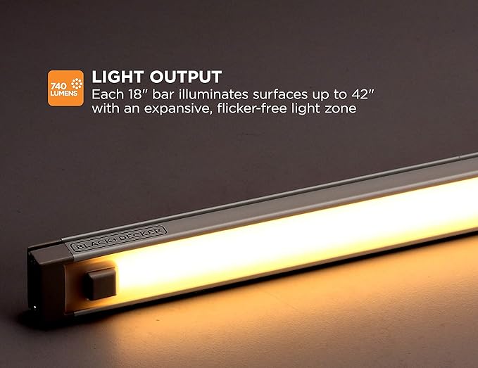 PureOptics LED Dimmable Linkable LED Shop Light with Motion Sensor and Magnetic Option, 10.5W, 780 Lumens, 18", Warm (LEDUC18-1WK)