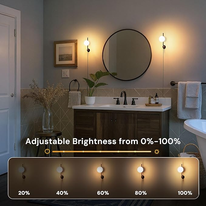 L LOHAS LED Night Lights Plug into Wall, Dimmable Night Light, Dusk to Dawn Sensor, 0-100LM Adjustable Brightness, Soft White 3000K Globe Shade Milky Nightlight with 4.92ft Cord for Bathroom, Hallway