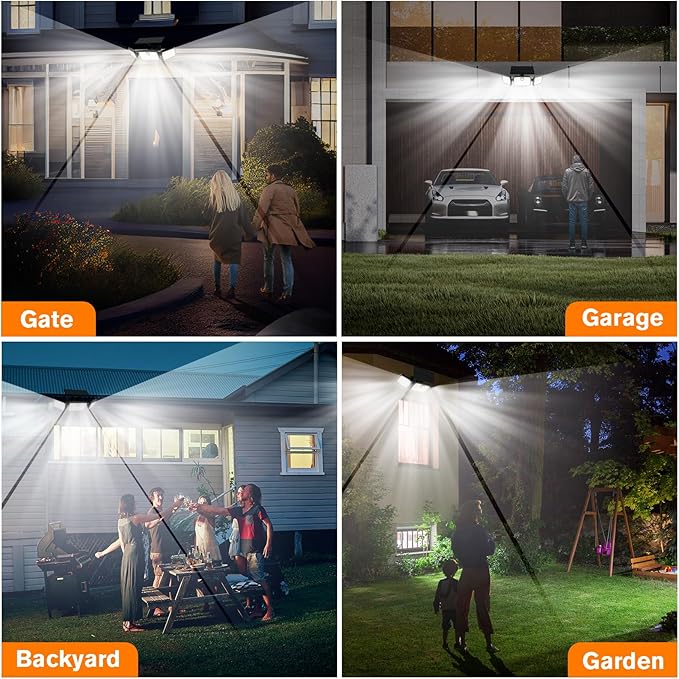 Solar Lights Outdoor, Quick Charge Solar Motion Deck Lights Outdoor for Deck with 158LEDs High Brightness, Larger Built-in Tempered Glass Panel, Sensitive PIR Motion Inductor (Remote,1 Pack)