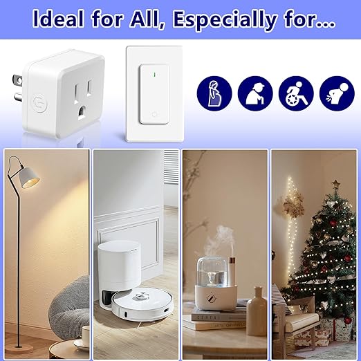 Remote Switch Outlet, GreenCyle 3 Outlet Plug with Remote, Wireless On/Off Light Switch Wall Mounted, 15A/1500W, TUV Listed, No Wiring Needed, 500ft RF Range, for Lamps, Fans, Household Appliances