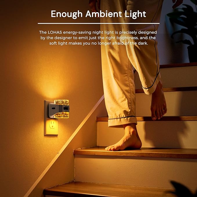 L LOHAS LED Motion Sensor Night Light, 5CCT Color Temperature Change Night-Light,Bubble Night Lights Plug into Wall,Dimmable Nightlights with Dusk to Dawn Sensor for Rooms Bathroom Hallway