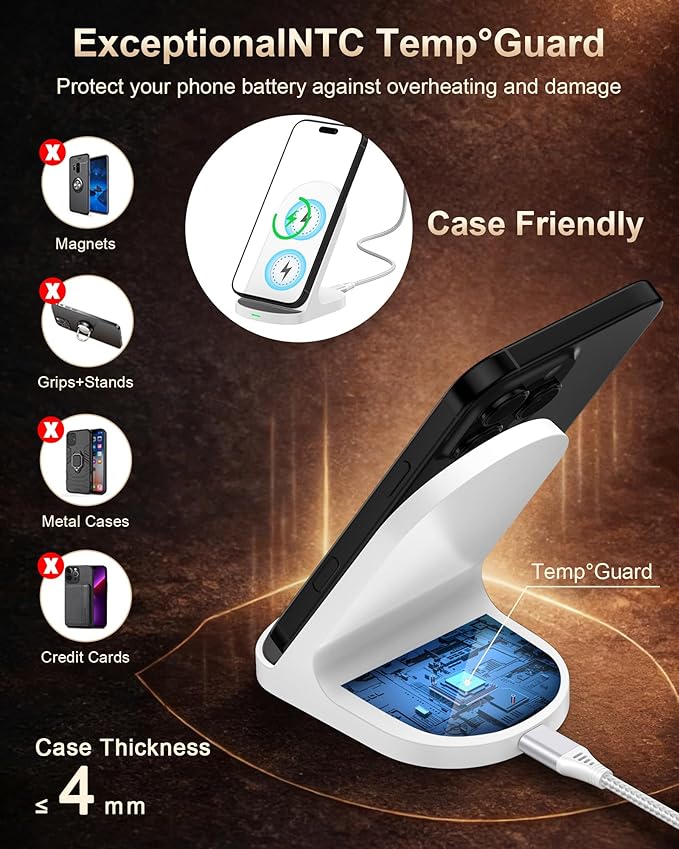 Pixel 10a Wireless Charger for Google Pixel 10 Pro XL 9a 9 Pro 8 8a 7 6 Fold, Wireless Charging Stand Cordless Phone Snap Holder for Samsung Galaxy S26 Ultra S25 S24 iPhone 17 Cargador Station Android