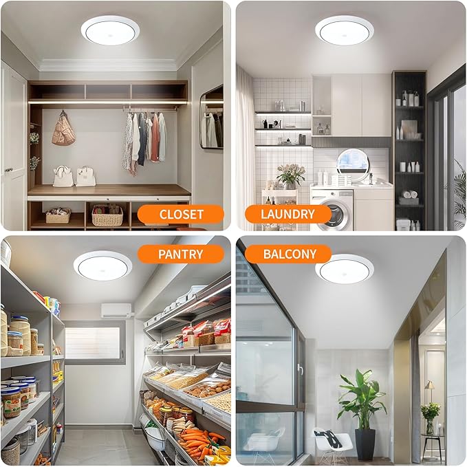 Motion Sensor Ceiling Light Wired, 9 Inch Flush Mount Ceiling Light 6500K Closet Lights, 12W LED Motion Sensor Light Indoor for Stair Closet Porch Hallway Laundry