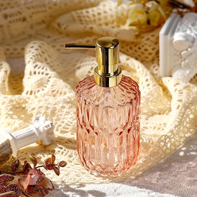 YunNasi Soap Dispenser with Pump, Refillable Liquid Hand Soap Dish Soap Dispensers for Bathroom Counter, Kitchen Sink (Pink)