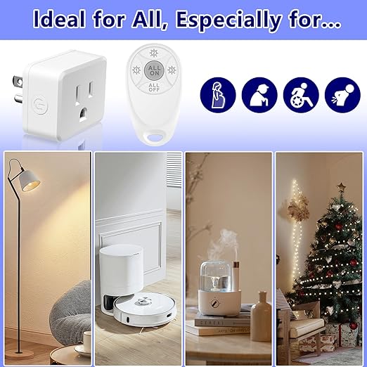Greencycle Remote Control Outlet,Wireless Light Switch and 3 Outlet Plugs,Remote Outlets Switch,No Wiring Needed,500ft Range Coverage,15A/1500W for Lamps,Fans,TV,FCC Certified, White