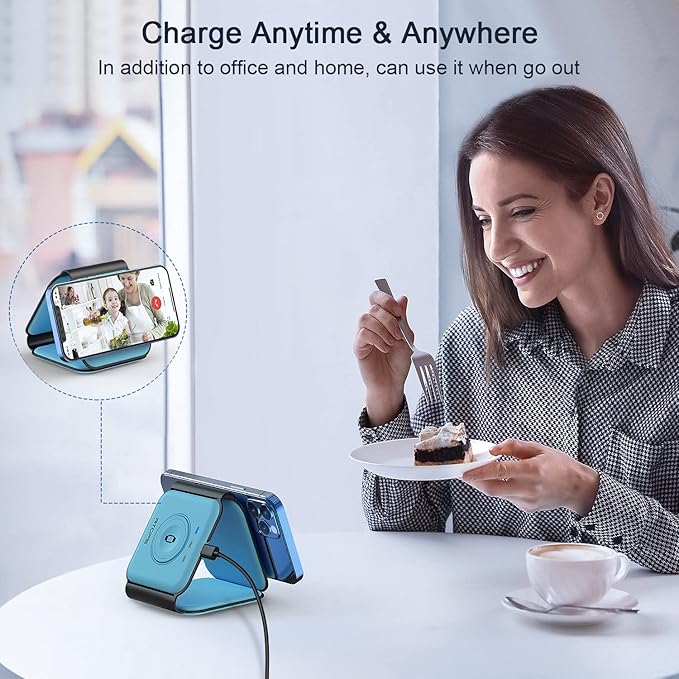 Wireless Charger 3 in 1,RTOPS Magnetic Traval Wireless Charging Station Multiple Devices,GaN 3 in 1 Charging Station,Compatible iphone17/16/15/14/13/Pro/Max,iWatch,AirPods4/3/2/Pro(Adapter Includes)