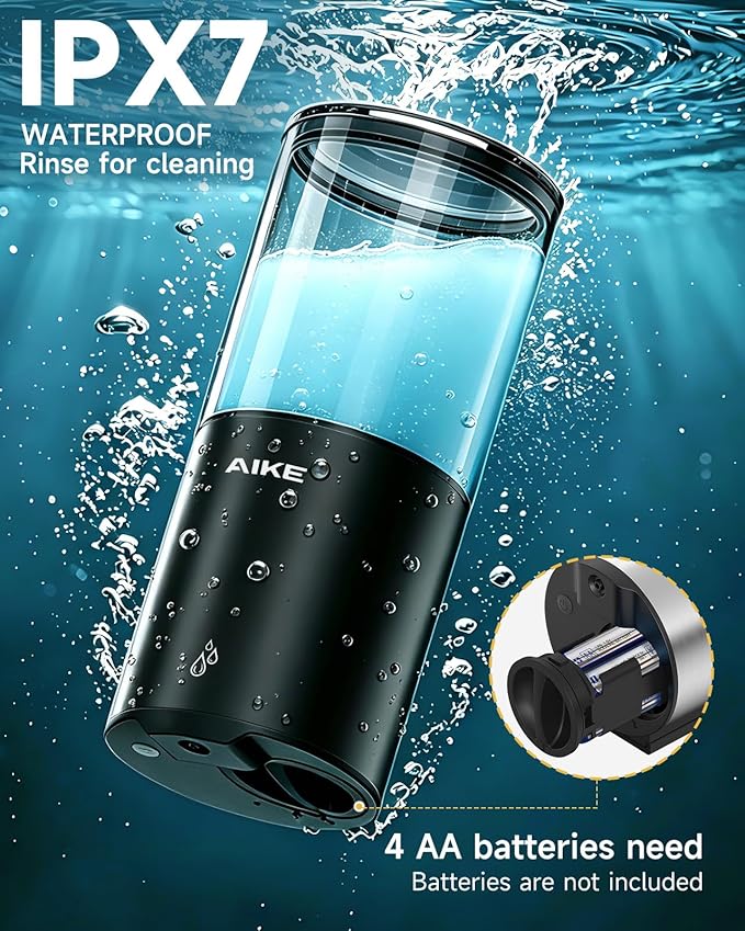 AIKE Automatic Wall Mount Liquid Soap Dispenser for Home and Commercial Bathroom 13.5oz IPX7 Waterproof,Matte Black Stainless Steel