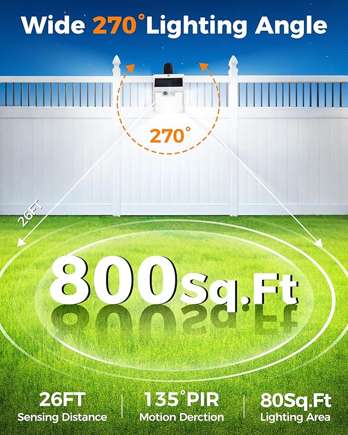 Clip On Solar Lights Outdoor,Motion Sensor Outdoor Lights, 72LEDs 600LM Clip on Solar Fence Lights Outdoor Waterproof LED,Solar Lights for Wall Fence,Deck, Gutter,Camping(4, White)