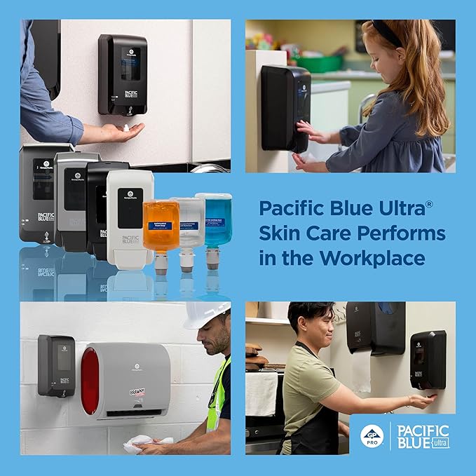 Pacific Blue Ultra Wall-Mounted Manual Dispenser for Foaming Hand Soap and Hand Sanitizer by GP PRO (Georgia-Pacific), Brushed Stainless, 53060, 11.5" W x 5.6" D by 4.4" H