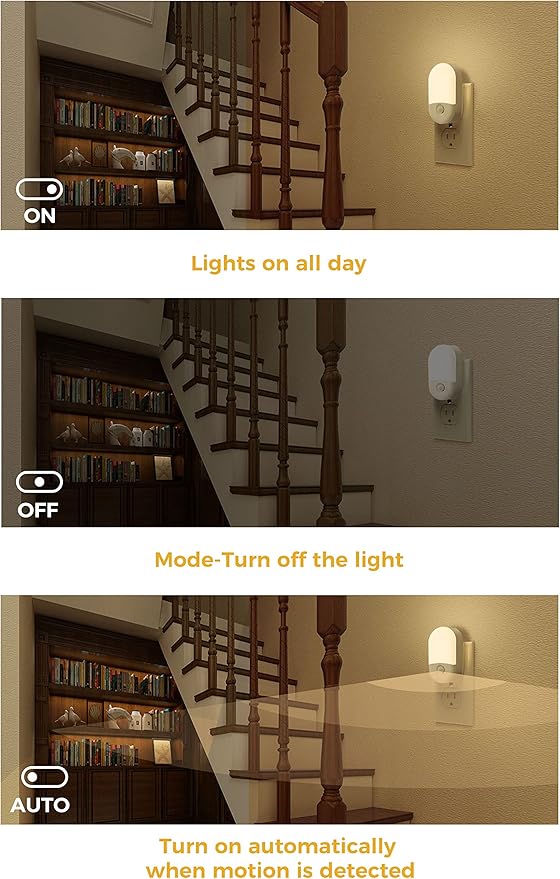 L LOHAS LED Motion Sensor Night Light, 2Pack, Motion Activated Night Light, Night Lights Plug into Wall Motion Sensor, 3000K Warm White, Adjustable Brightness 30/60LM, for Kids Adults Bathroom Bedroom
