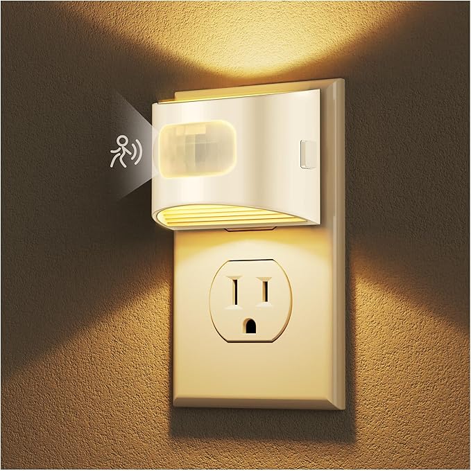 DORESshop LED Night Light[2 Pack], Night Lights Plug into Wall, 3 Mode Motion Sensor Night Light Plug in, Dusk to Dawn Sensor, Nightlights for Adults, Bedroom, Bathroom, Hallway, White Cover