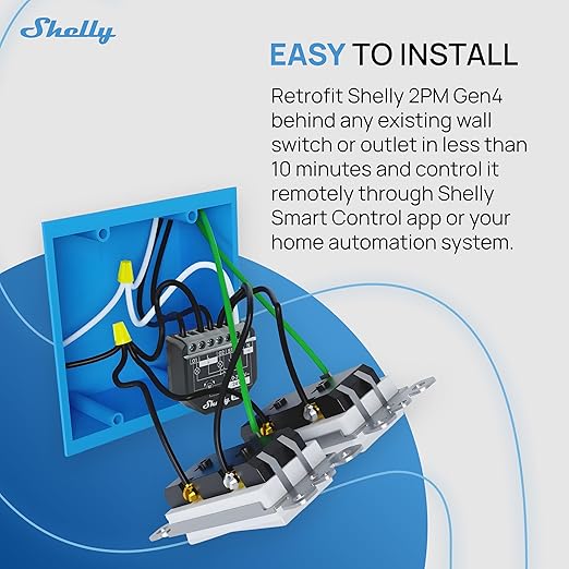 Shelly 2PM Gen4 | Wi-Fi, Zigbee & Matter 2-Channel Smart Relay Switch with Power Metering | Home Automation | Alexa, SmartThings, Google Home, Apple HomeKit Compatible | Roller Shutters Control