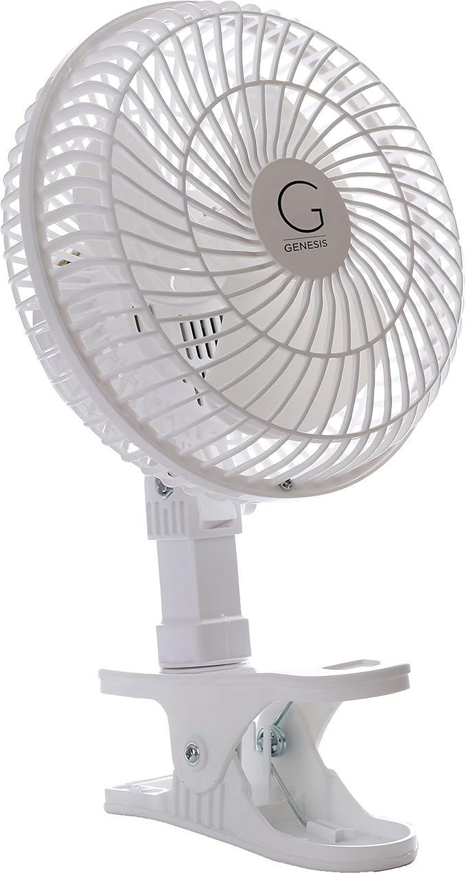Genesis 6-Inch Clip Convertible Table-Top & Clip Fan Two Quiet Speeds - Ideal For The Home, Office, Dorm, More White (Pack of 2)