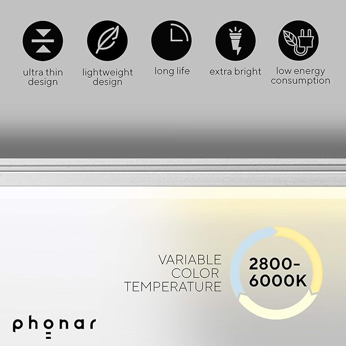 phonar 2-Pack 24 Inches Under Cabinet Lighting LED Lamps for Kitchen, Closet, Variable Color LED Under Counter Lighting Motion Sensor with Plug-in Installation LED Lighting for Wardrobe