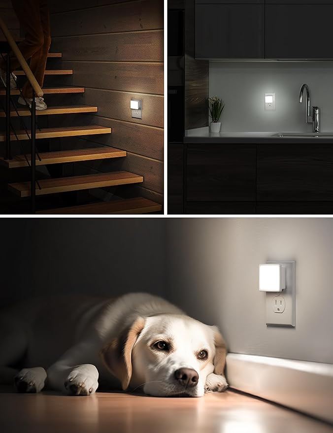 L LOHAS LED Night Lights Plug into Wall, [6-Pack] Plug in Night Light, Dusk-to-Dawn Sensor, 5000K Daylight 0.3W Bright Nightlight Auto-On/Off for Adults Kids Room Bedroom Bathroom Hallway Kitchen