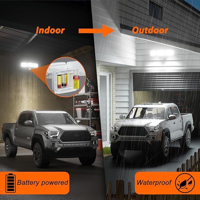 AIXPI Battery Powered Motion Sensor Outdoor Lights, 1500LM Flood Light IP65 Waterproof Security Light Motion Detector Lights Wireless for Outside, Yard White 1Pack