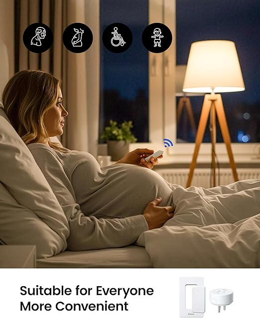 Zoiinet Remote Control Outlet Plug Switch, Buckle Design & Removable Wireless Light Switch, No Wiring Needed, 300 ft, 15A/1500W, Programmable, for Household Appliances(2 Pack)