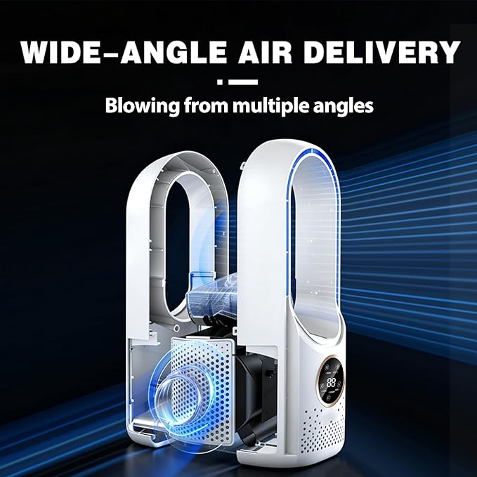 Bladeless Desk Fan, Desktop Bladeless Fan for Desk Office Home Bedroom (No Battery)