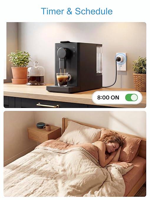 EIGHTREE Smart Plug 2025 Upgrade to 15A, Bluetooth & Wi-Fi Outlet Plug Dual Connection, Voice Control, Remote Control Outlet Timer Indoor, Smart Plugs That Work with Alexa & Google, 2.4GHz Wi-Fi Only