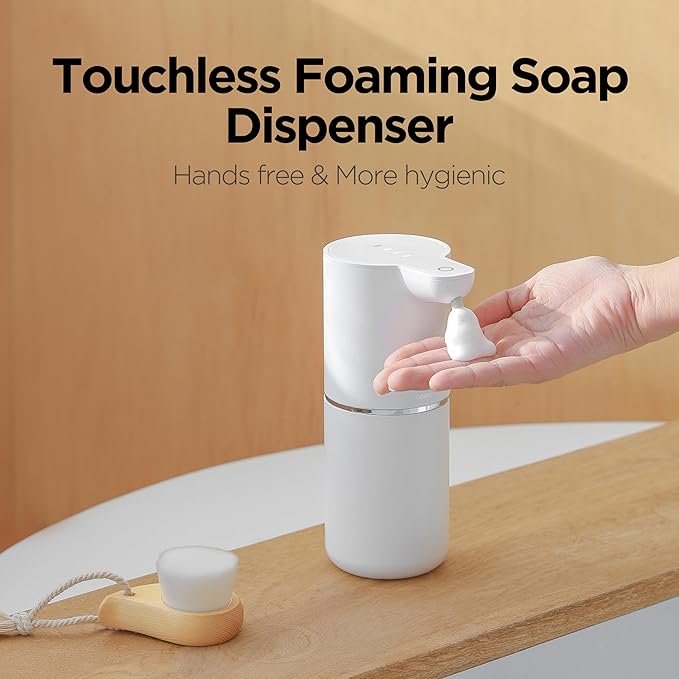 mooas Pure Wash Soft Bubble Automatic Soap Dispenser, Hand Soap Dispenser USB Rechargeable Electric Sensor 4-Levels Adjustable Dish Foam Soap Dispenser for Kitchen Bathroom Commercial 11.8oz