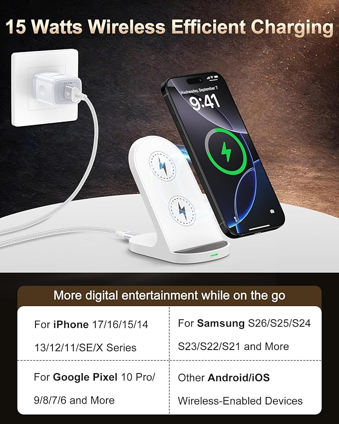 Pixel 10a Wireless Charger for Google Pixel 10 Pro XL 9a 9 Pro 8 8a 7 6 Fold, Wireless Charging Stand Cordless Phone Snap Holder for Samsung Galaxy S26 Ultra S25 S24 iPhone 17 Cargador Station Android