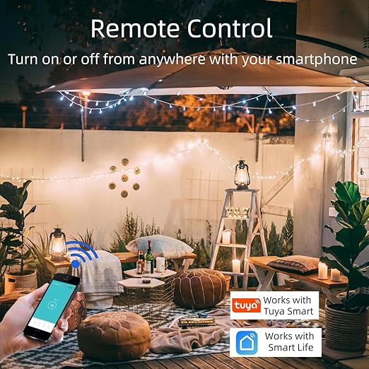 5GHz &2.4 GHz Outdoor Smart WiFi Plug Outlet,IP44,15 Amps,One Grounded Outlet, Wireless Remote, Alexa Smart Plugs and Google Home Assistant, ETL Listed,Black(1 Pack)