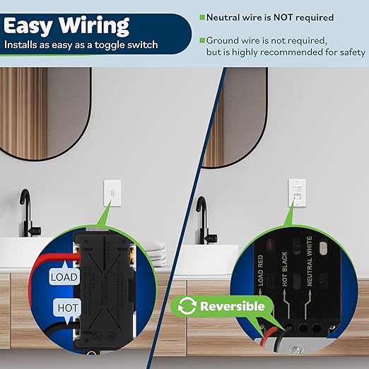 TOPGREENER Occupancy/Vacancy PIR Motion Sensor Light Switch, Learning Function, No Neutral No Ground Required, 200W Incandescent/150W LED Load, UL Listed, Wall Plate, White, 2 Pack