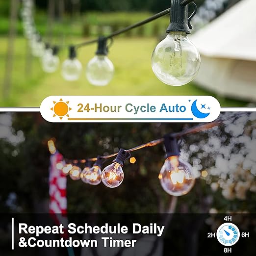 Outdoor Dimmer for String Lights – 560W Dimmer Plug with Daily Timer & Memory, IP65 Waterproof Plug in Dimmer Switch with 100FT Remote & Backup Button for Patio Lights, Backyard Party & Holiday Decor