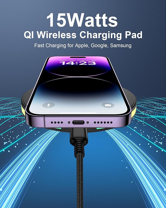 2Pack 15w Phone Wireless Charging Pad for Google Pixel 10 Pro XL 9a 9 8 8 Pro 7 pro, QI Wireless Charger Station Cargador Inalambrico for Android Samsung Galaxy S25 S24 S23 + S22 Ultra Apple iPhone