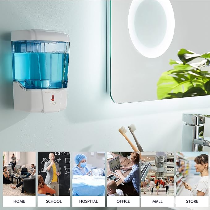 interhasa! Automatic Soap Dispenser Wall Mount 20oz Refillable Liquid Hand Sanitizer Dispenser Commercial Soap Dispenser for Bathroom Support Liquid Gel