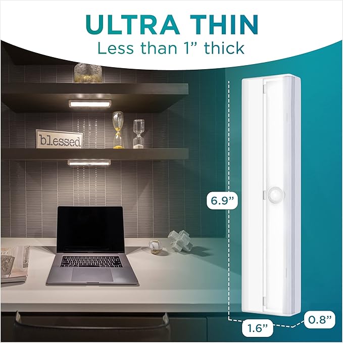 Brilliant Evolution Wireless LED Stair Lights 6 Pack - LED Motion Sensor Light - Closet Battery-Operated Lights - Stick-On Motion-Activated Indoor Step Light - Motion Night Lighting
