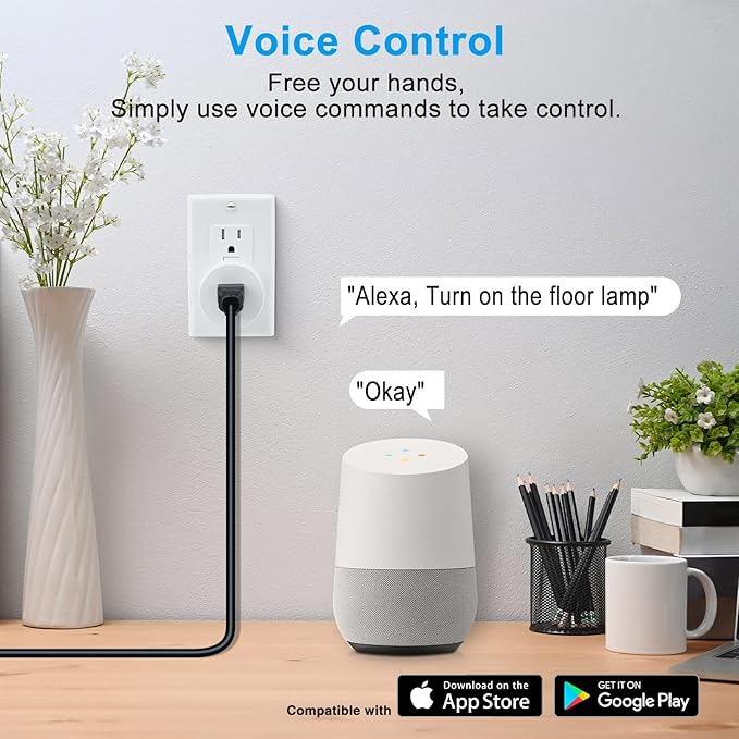 Greencycle Smart Wireless Remote Control Outlet Plug,WiFi Outlets for Household,On Off Smart Outlets Switch Compatible with Tuya,Alexa and Google Assistant,Timer Outlet,No Wiring,White,1SW+4Outlets