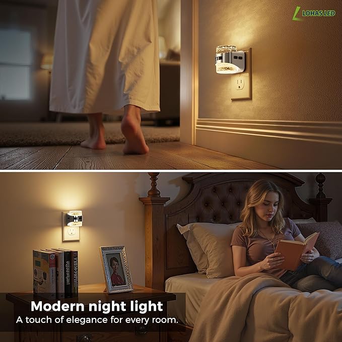 L LOHAS LED Motion Sensor Night Light, 2 Pack 5CCT Color Temperature Change Night-Light,Bubble Night Lights Plug into Wall,Dimmable Nightlights with Dusk to Dawn Sensor for Rooms Bathroom Hallway