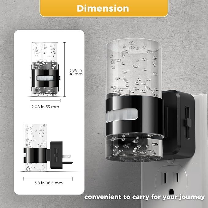 L LOHAS LED Motion Sensor Night Light,Dimmable Night Lights Plug into Wall, 2 Pack 3000K Night-Lights with 0-100 LM Adjustable, Acrylic Bubble Plug in Nightlights for Bathroom Hallway Nursery