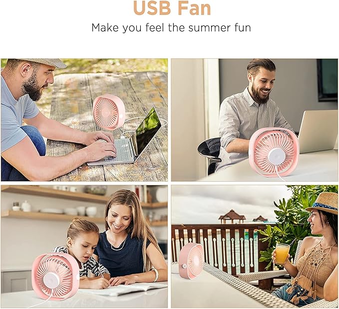 EasyAcc USB Small Desk Fan, Slumber Pod Fan [360°Rotatable Head &Powerful ] 3 Speeds Portable Personal Table Travel Fan for Sleeping Desk Cruise Ship Dorm Bedroom Office Office (No Battery)