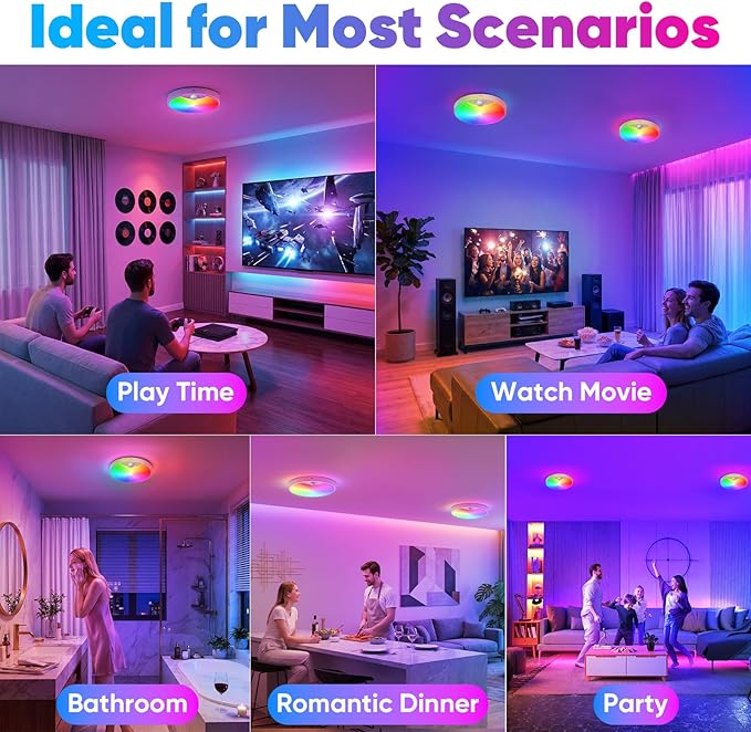 10000mAh RGB Rechargeable Motion Sensor Ceiling Light with Remote, Battery Operated Closet Light No Wiring, Magnetic Wireless LED Ceiling Lights,3 Color Indoor Overhead Lamp for Shower Pantry Hallway