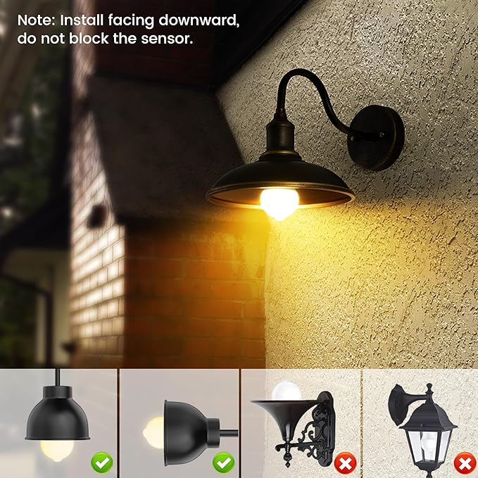 Torkase Motion Sensor Light Bulbs, 13W (100Watt Equivalent), Motion Activated Dusk to Dawn Security LED Bulb, 2700K Warm White, Energy-Efficient, for Indoor and Outdoor Lighting, Porch, Stairs 4Pack