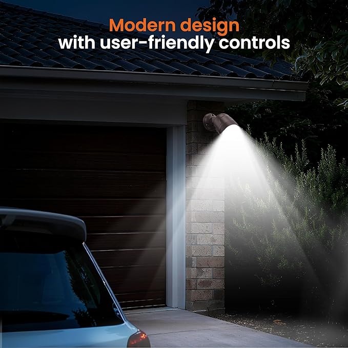 Battery Operated Motion Sensor Light Outdoor, 4000mAh Rechargeable 600 Lumen Battery Powered Spotlight Outdoor Waterproof for Porch, Garage, House (2 Pack Brown)