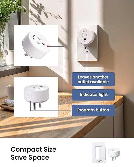 Zoiinet Remote Control Outlet Plug Switch, Buckle Design & Removable Wireless Light Switch, No Wiring Needed, 300 ft, 15A/1500W, Programmable, for Household Appliances