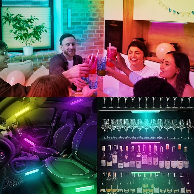 LEPOTEC RGB Under Cabinet Lighting,Motion Sensor Light Indoor with Adjustable 8 Colors and Brightness,LED RGB Lights Magnetic for Motion Sensor Light Bar with Usb Charging,Colors Home Ambient Lighting