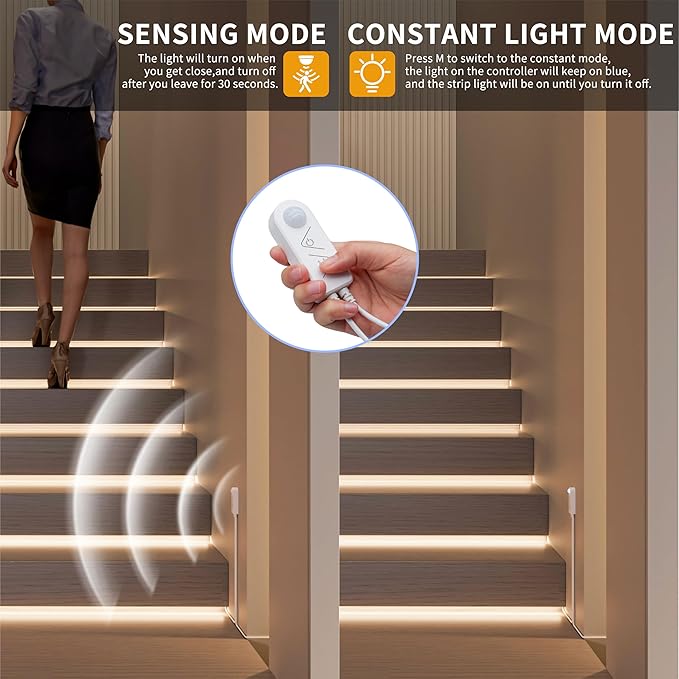 PAUTIX COB LED Strip Lights,Dotles LED Lights with Motion Sensor,5V USB LED Strip Light 4000K Natural White,Super Bright Dimmable Motion Activated LED Tape Light for Bedroom,Cabinets,Kitchen,Stairs