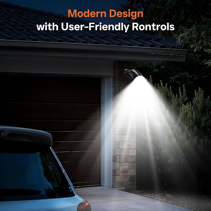 Battery Operated Motion Sensor Light Outdoor, 4000mAh Rechargeable 600 Lumen Battery Powered Spotlight Outdoor Waterproof for Porch, Garage, House (Black)