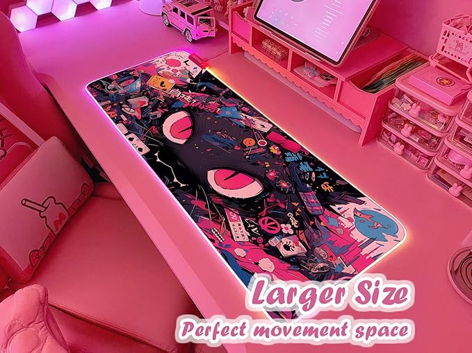 JMIYAV Pink RGB Gaming Mouse Pad 31.5x12 Inch PC XL Large Extended Glowing Led Light Up Desk Pad Non-Slip Rubber Base Computer Cute Mousepad Mat Desk Accessories Gaming Setup 763