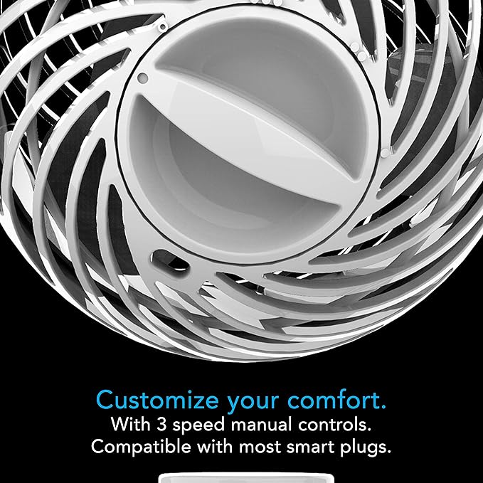 Vornado Pivot Clip Personal Air Circulator, 3-Speed, Portable Desk Fan with Multi-Surface Clip, 360-Degree Adjustable Axis, 9 in Tall, 4 in Diameter, Whisper Quiet, Ice White